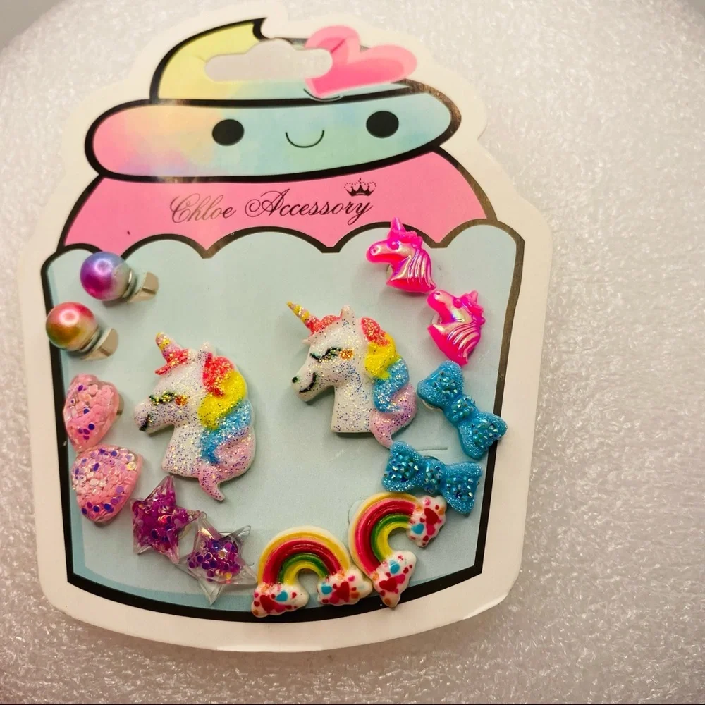 Earrings Kids Unicorn Cup cakes Pineapples Hearts and more! 14 Pairs Pie…